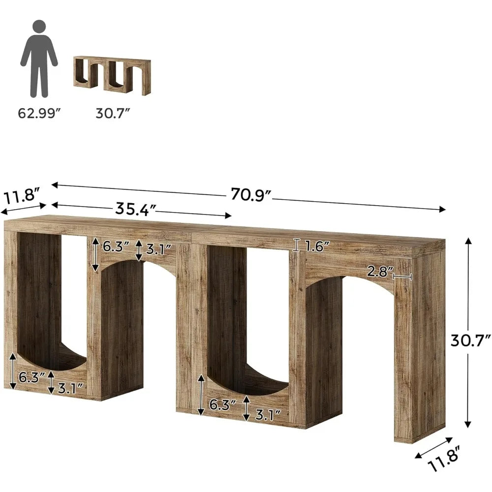 70.9" Modern Farmhouse Console Table, Accent Sofa Table with Arched Design, Modular Entryway Table. Very Unique.