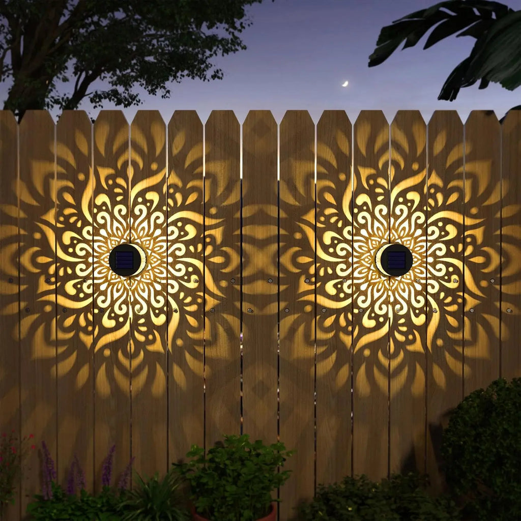 4 Pack Solar Fence Lights, Metal Mandala Theme Waterproof Outdoor Wall Lights for Garden, Patio, Deck Decor. These are Awesome!