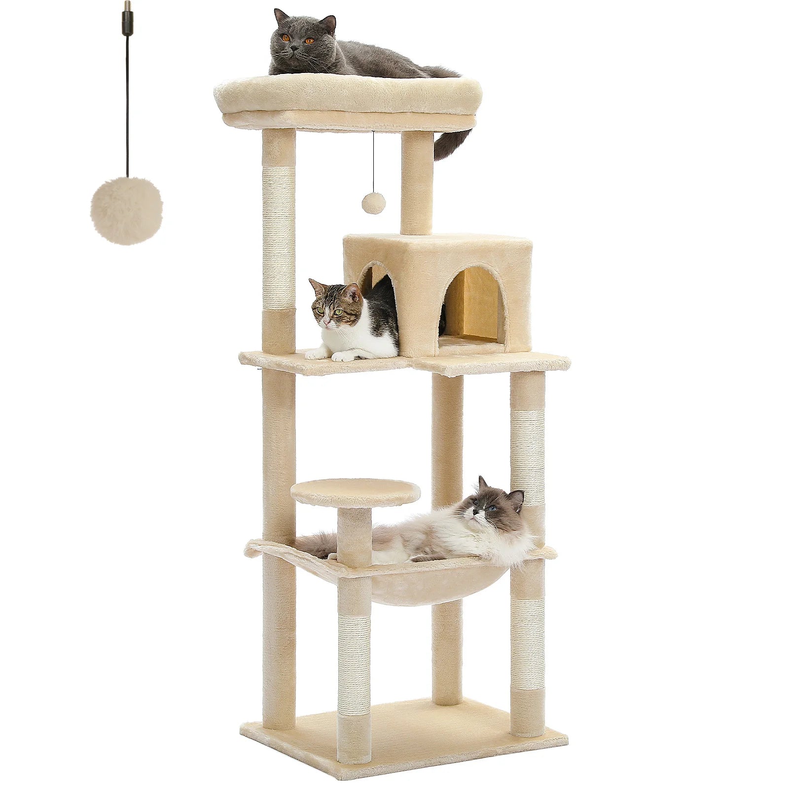 Cat Tree for Indoor Cats 5-Level Cat Tower for Large Cats with Large Hammock Sisal Covered Scratching Posts Cozy Condo Top Perch. Love This!!!
