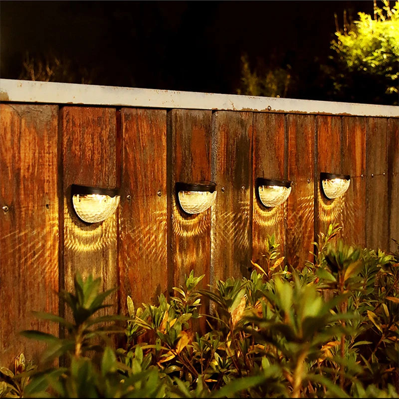 2PCS Solar Wall Lamp, 6LEDs Outdoor Waterproof Solar Light Warm White, These will Illuminate your porch, Deck and Patio with a Unique and Beautiful Pattern.