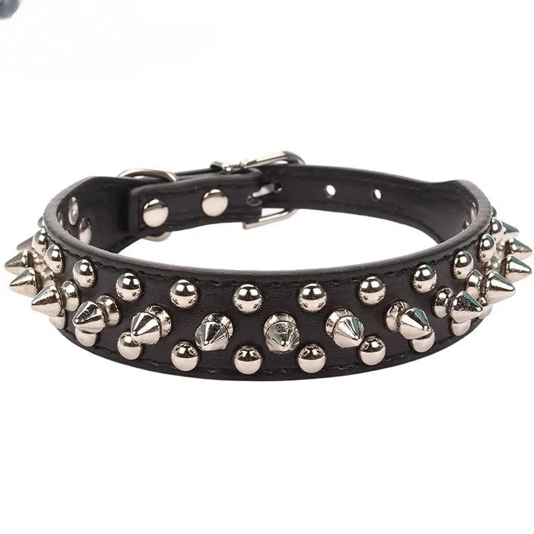 Adjustable Leather Pet Dog Collar.  Leather Punk Rivet Spiked Dog or Cat Collar . Multiple colors and sizes XS to XL. Your Fur Baby Will be Walking in Style with this Collar!