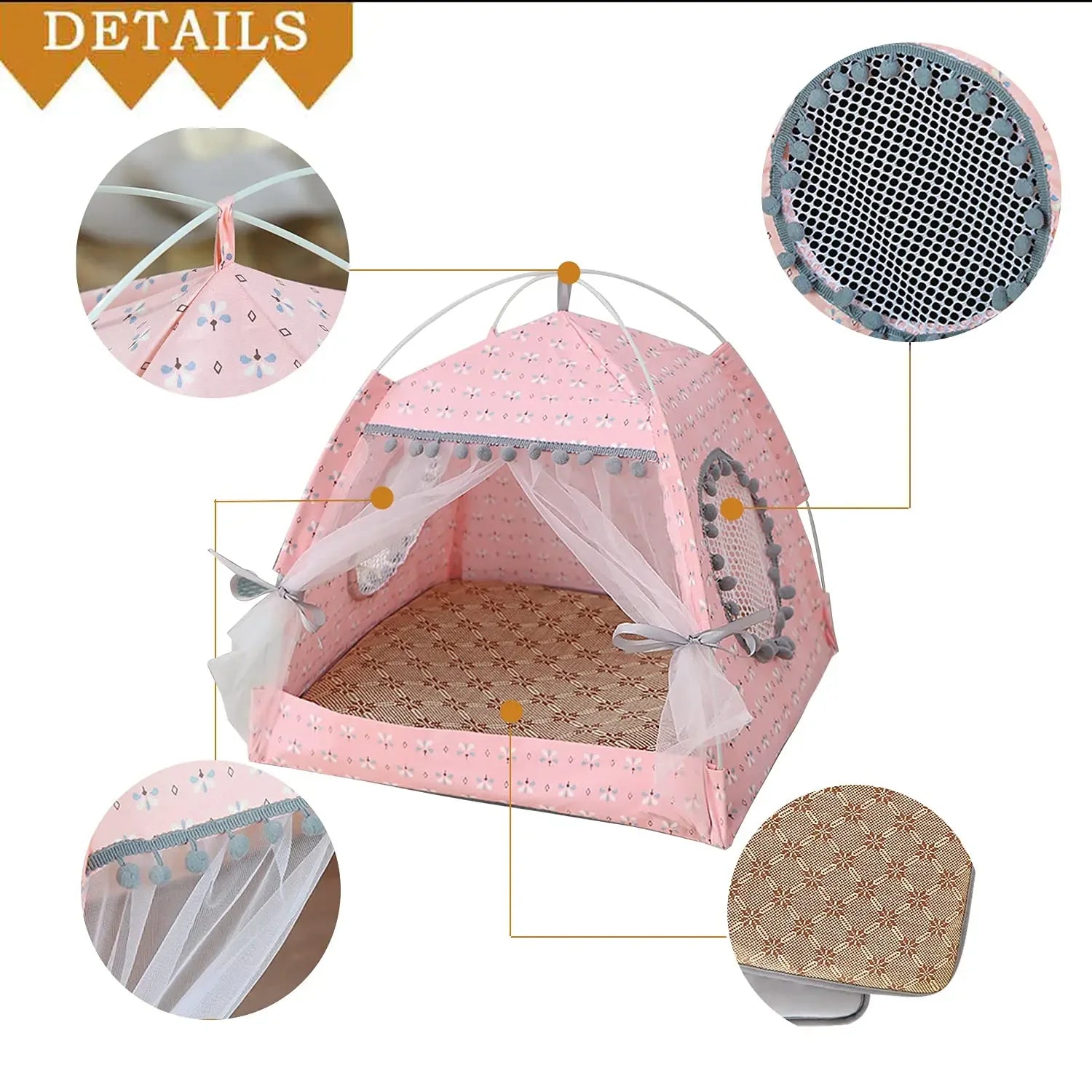 Princess Tent pet House Cute Floral Cave. Portable