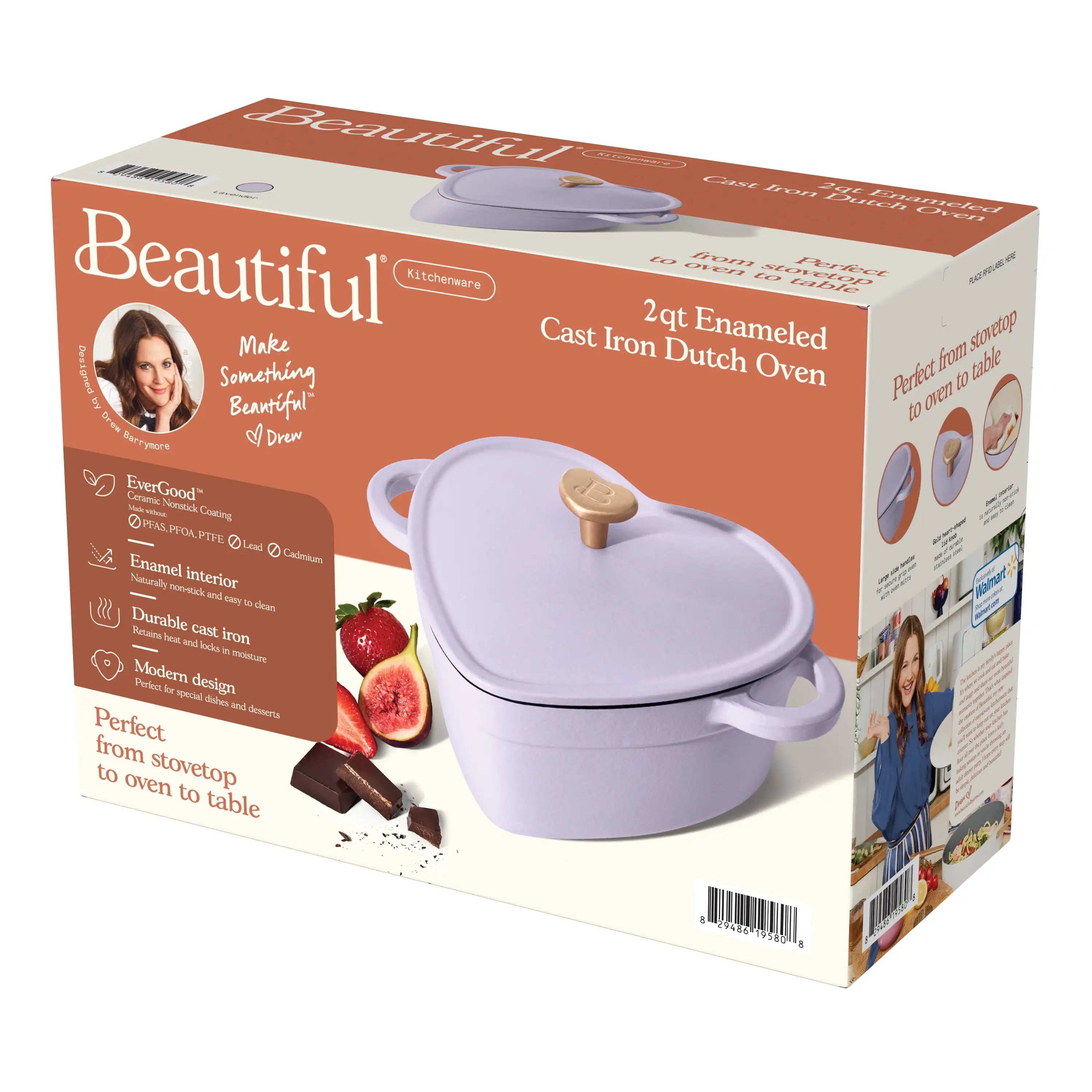 Beautiful by Drew Barrymore 2qt Heart Cast Iron Dutch Oven, Black Sesame. Multiple colors.