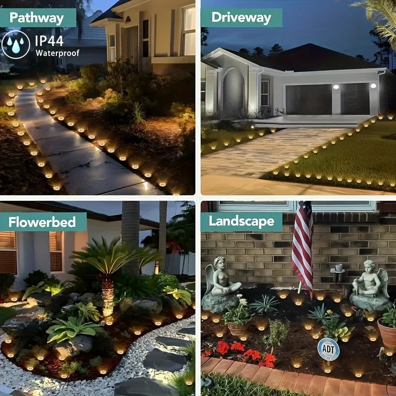 8 Pcs 8LED Solar Power Disk Light Outdoor Garden Solar Light . Great for Lighting a Pathway and Flower Beds.