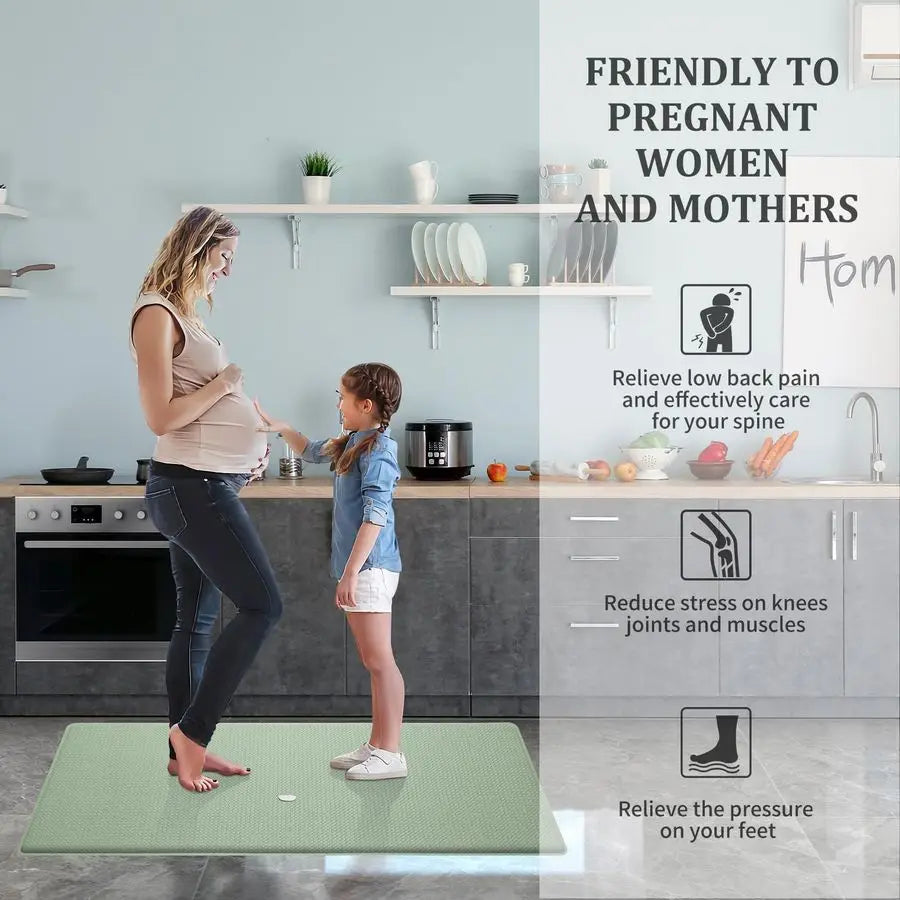 Set of 2 Cushioned Anti Fatigue Kitchen Floor Mats.17x29 17x59, Light Green. Your Legs and Feet Will Thank You !