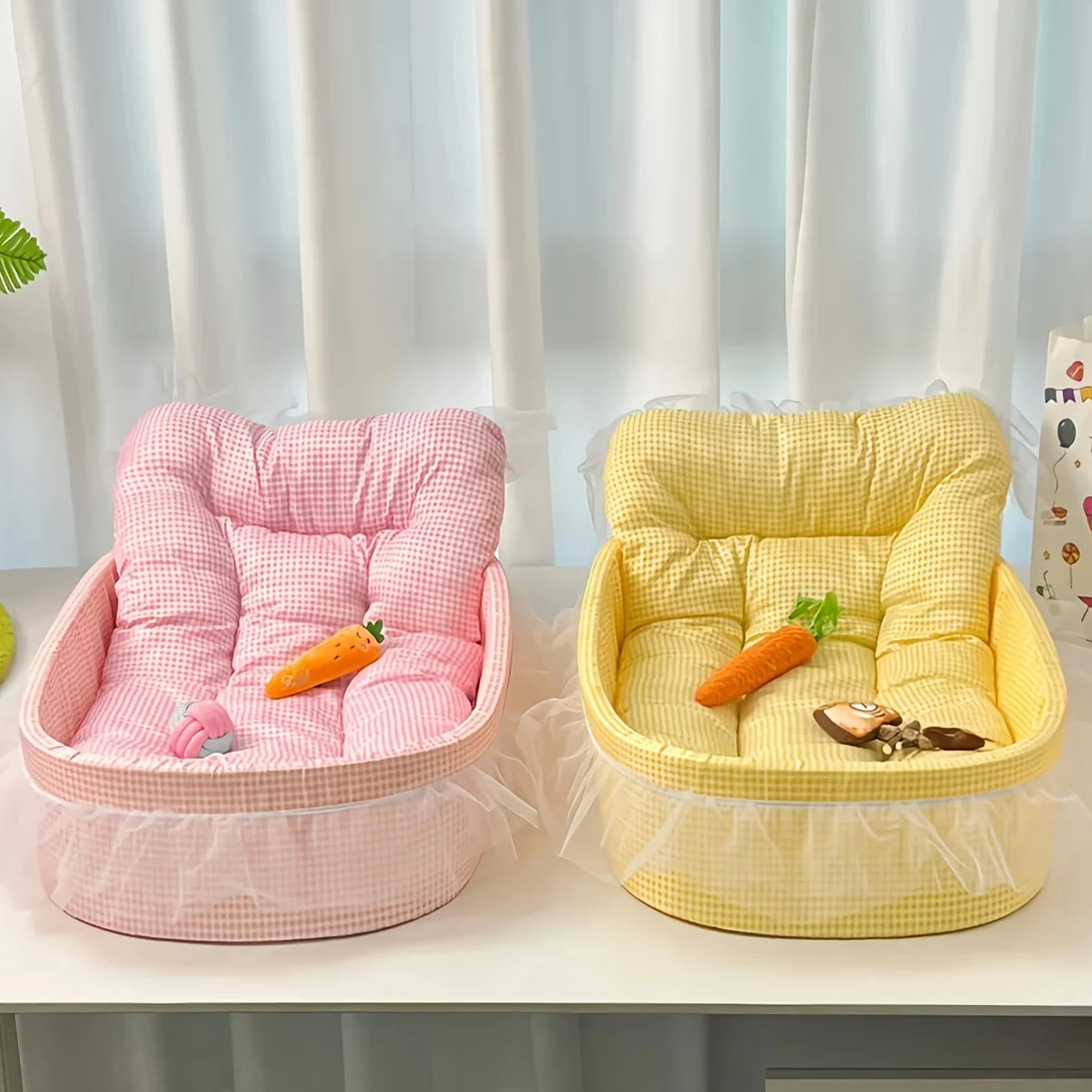CUTENESS OVERLOAD!  Cute Lace-Trimmed Pet Bed.  Soft Polyester Plush Oval for Small Dogs/Cats, Easy Assembly Indoor Use