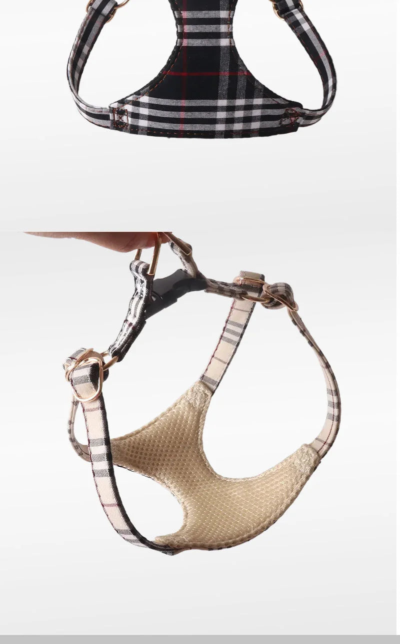 Dog Harness Leash Set for Small and Medium Dogs Adjustable Plaid Bow Vest Double Hook Leash Pet .Your Fur Babies will be Walking in Style.
