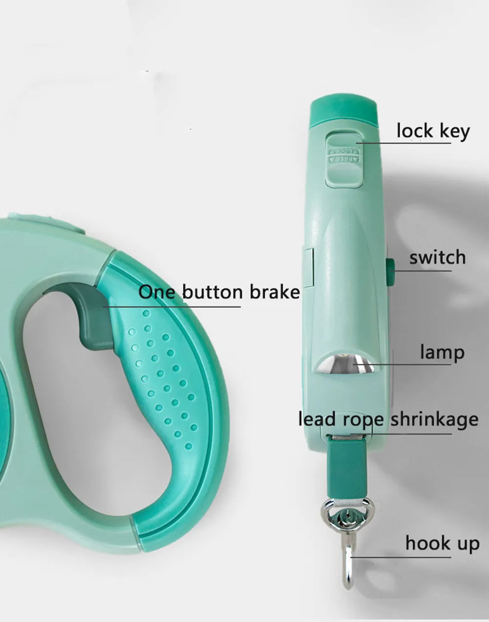 Dog Leash With Led Lights and Garbage Bag Retractable Nylon . Multiple color choices.