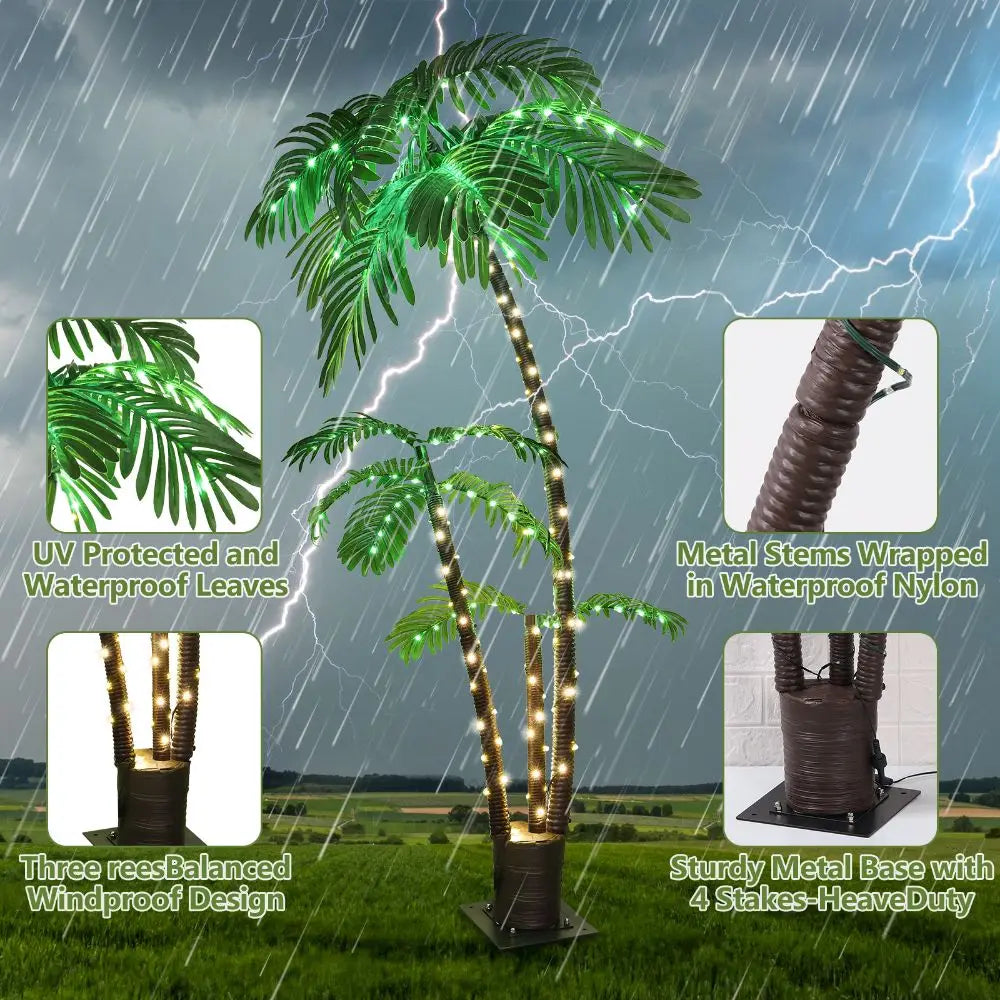 6ft Lighted Palm Tree LED Artificial Palm Tree. For Those of Us That are Not Costal and Need A Palm Tree in Our Lives! Great foe the Patio or Pool area . Solar Lit and No Need to Water!