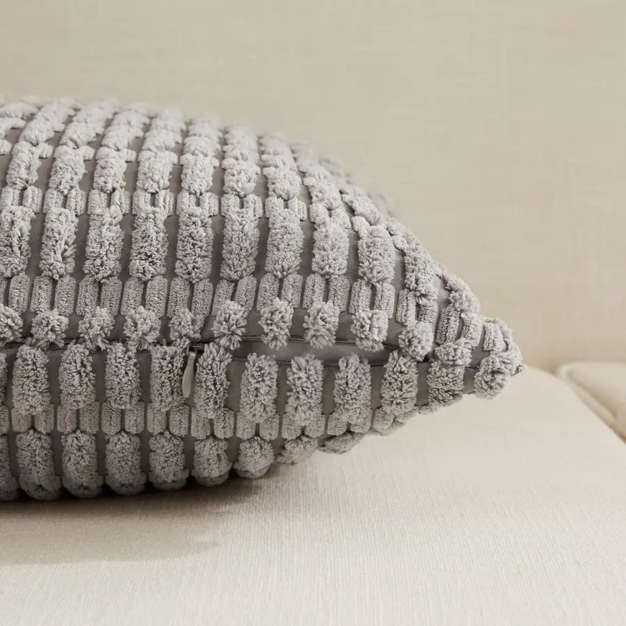 Set of 4  Neutral Decorative Throw Pillow Covers 22x22 Inch for Living Room Couch Bed Sofa, Rustic Farmhouse Boho Home Decor,