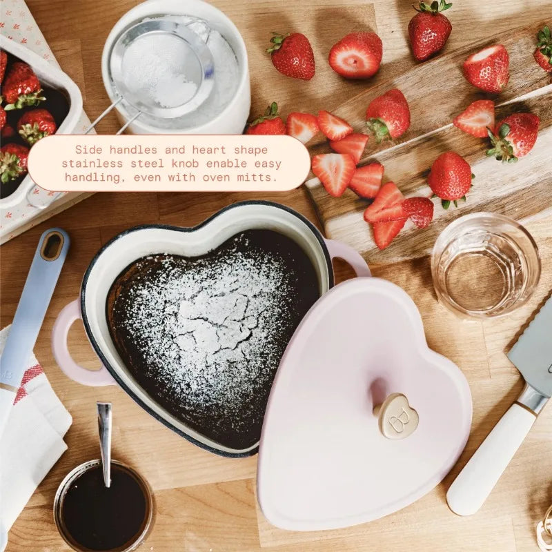 Beautiful by Drew Barrymore 2qt Heart Cast Iron Dutch Oven, Black Sesame. Multiple colors.