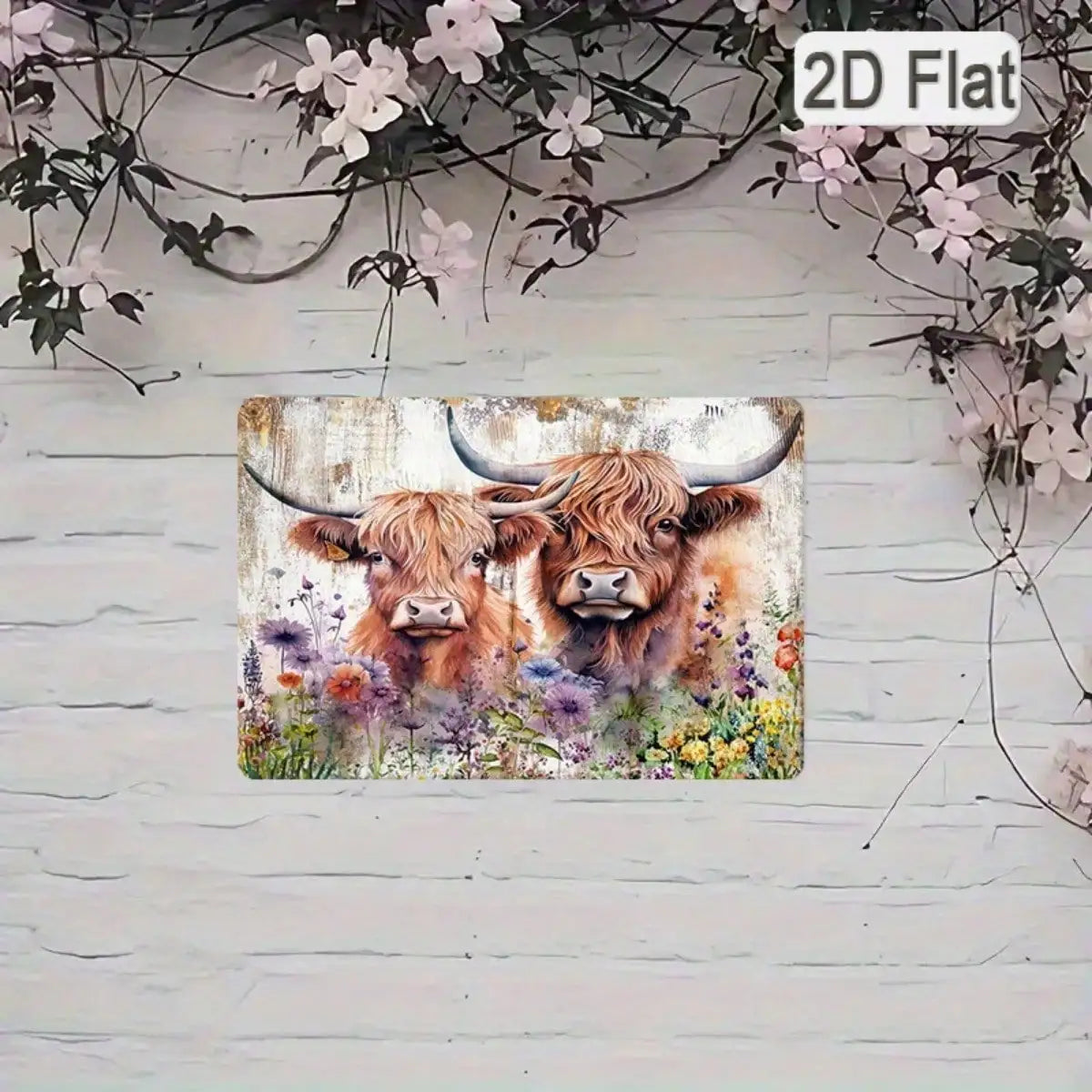 - Rustic Farm Charm Metal Wall Decor.  8x12 Highland Cow metal Sign.