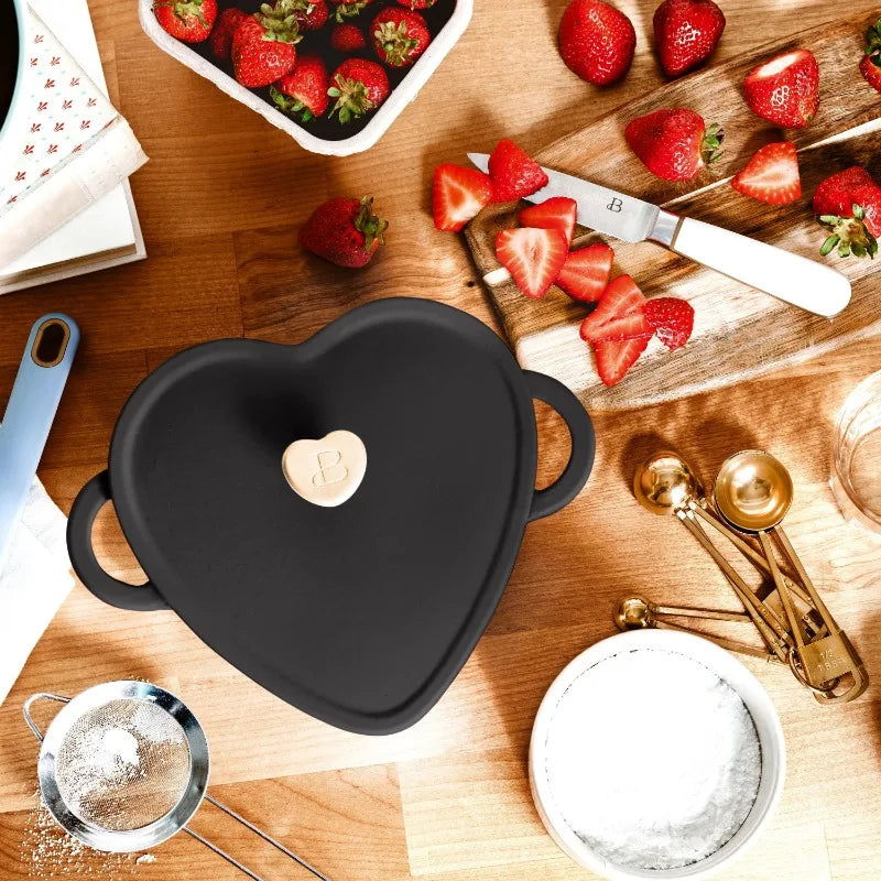 Beautiful by Drew Barrymore 2qt Heart Cast Iron Dutch Oven, Black Sesame. Multiple colors.