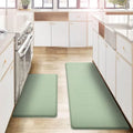 Set of 2 Cushioned Anti Fatigue Kitchen Floor Mats.17x29 17x59, Light Green. Your Legs and Feet Will Thank You !