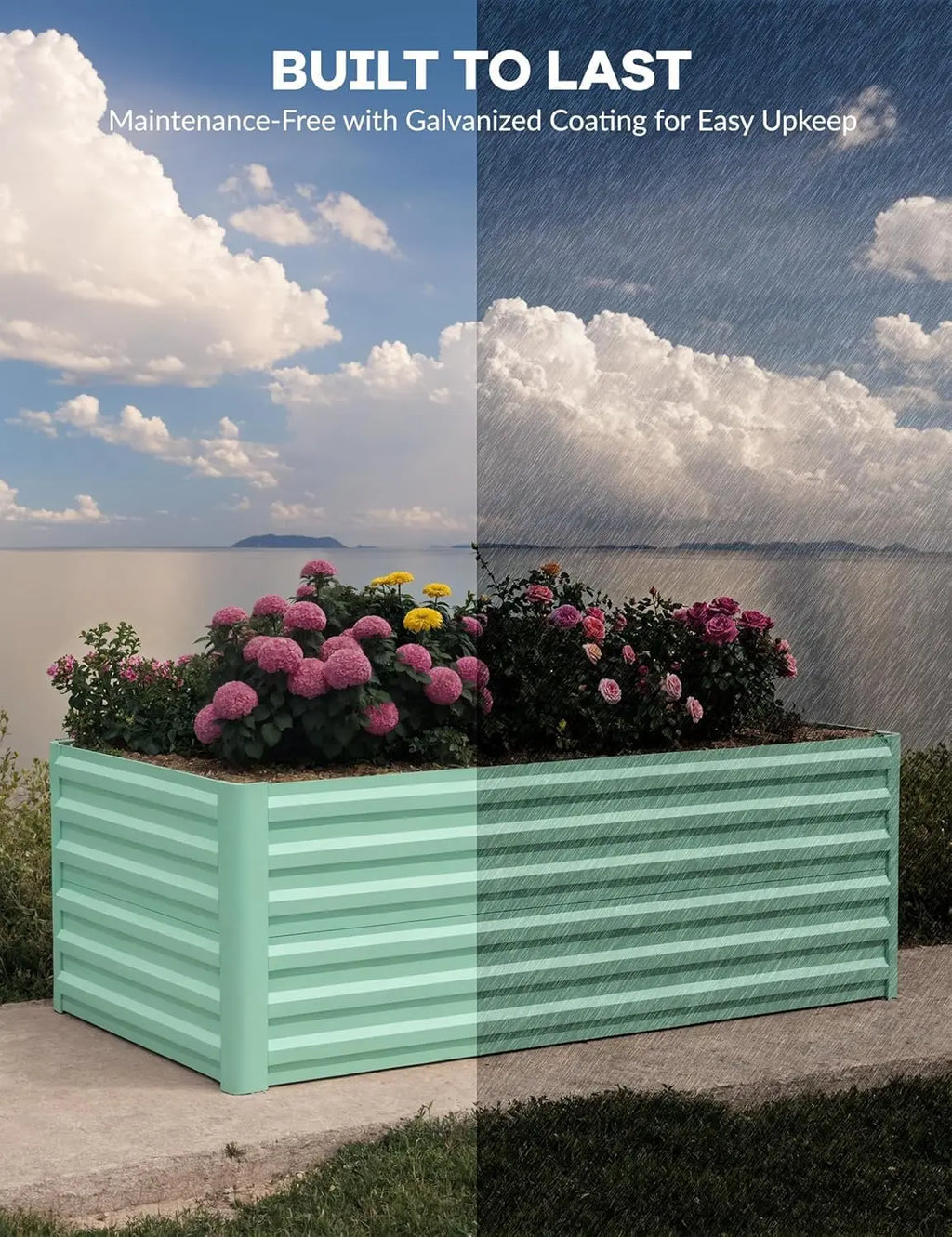 6x3x2 8x4x2ft Galvanized Raised Garden Bed Deep Root Planter Box for Vegetables Flowers Herbs-Large Metal Raised Garden Bed Kit. 2 colors and sizes.