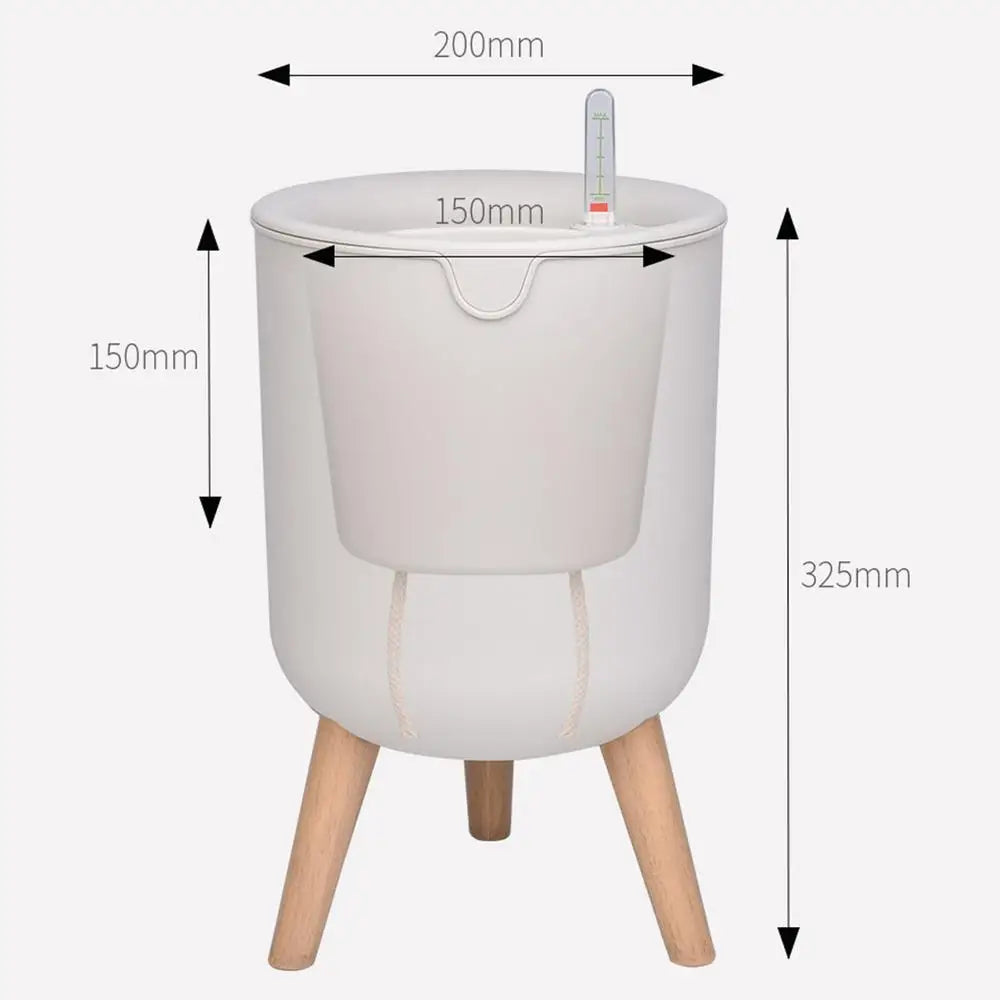 New Automatic Self-Watering Flower Pot With Water Level For Home Indoor Outdoor Garden Flower Pot With Wooden Legs. Love These. Perfect for Those of us that Forget to Water!!