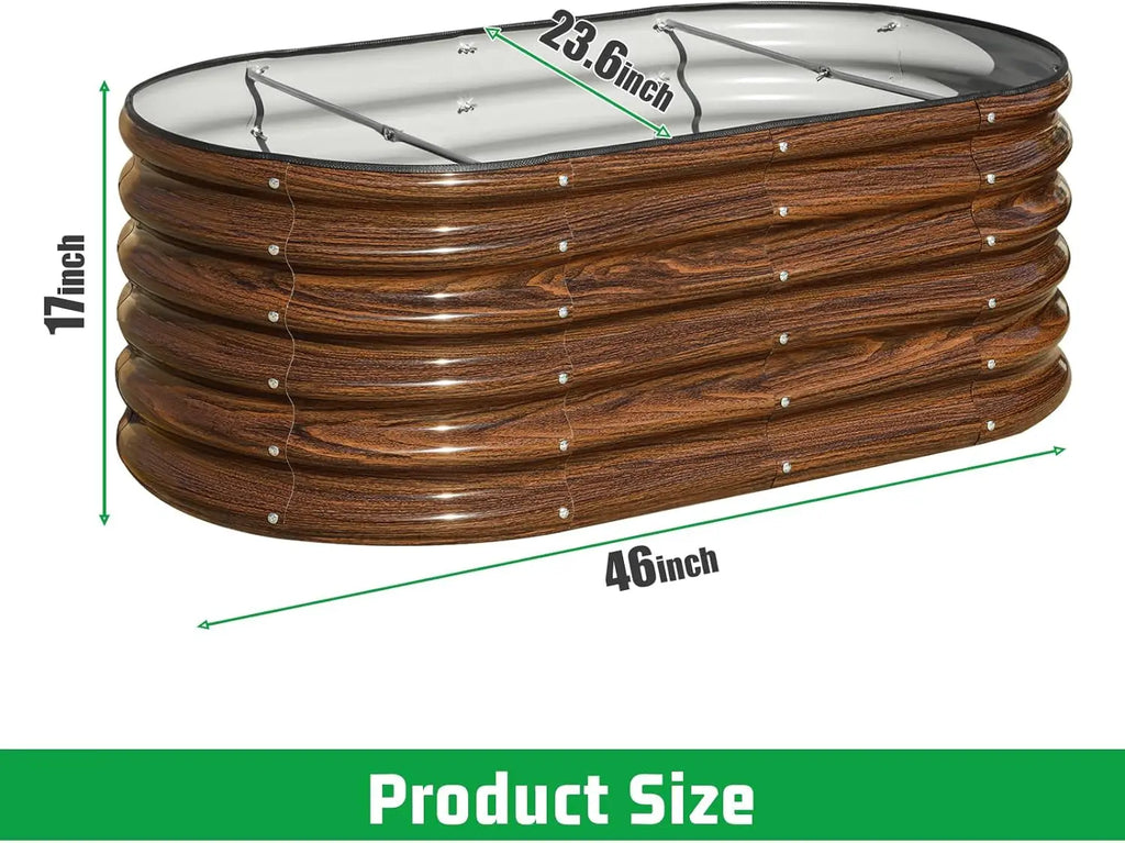 3-Piece Oval Raised Garden Bed Kit, 17" Tall Galvanized Metal Planter Box for Vegetables, Fruits, and Flowers.  Easily Maintained. Show Stoppers!