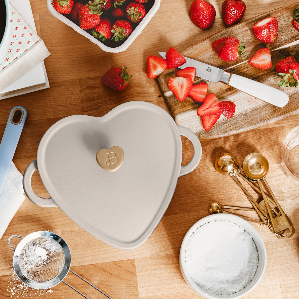 Beautiful by Drew Barrymore 2qt Heart Cast Iron Dutch Oven, Black Sesame. Multiple colors.