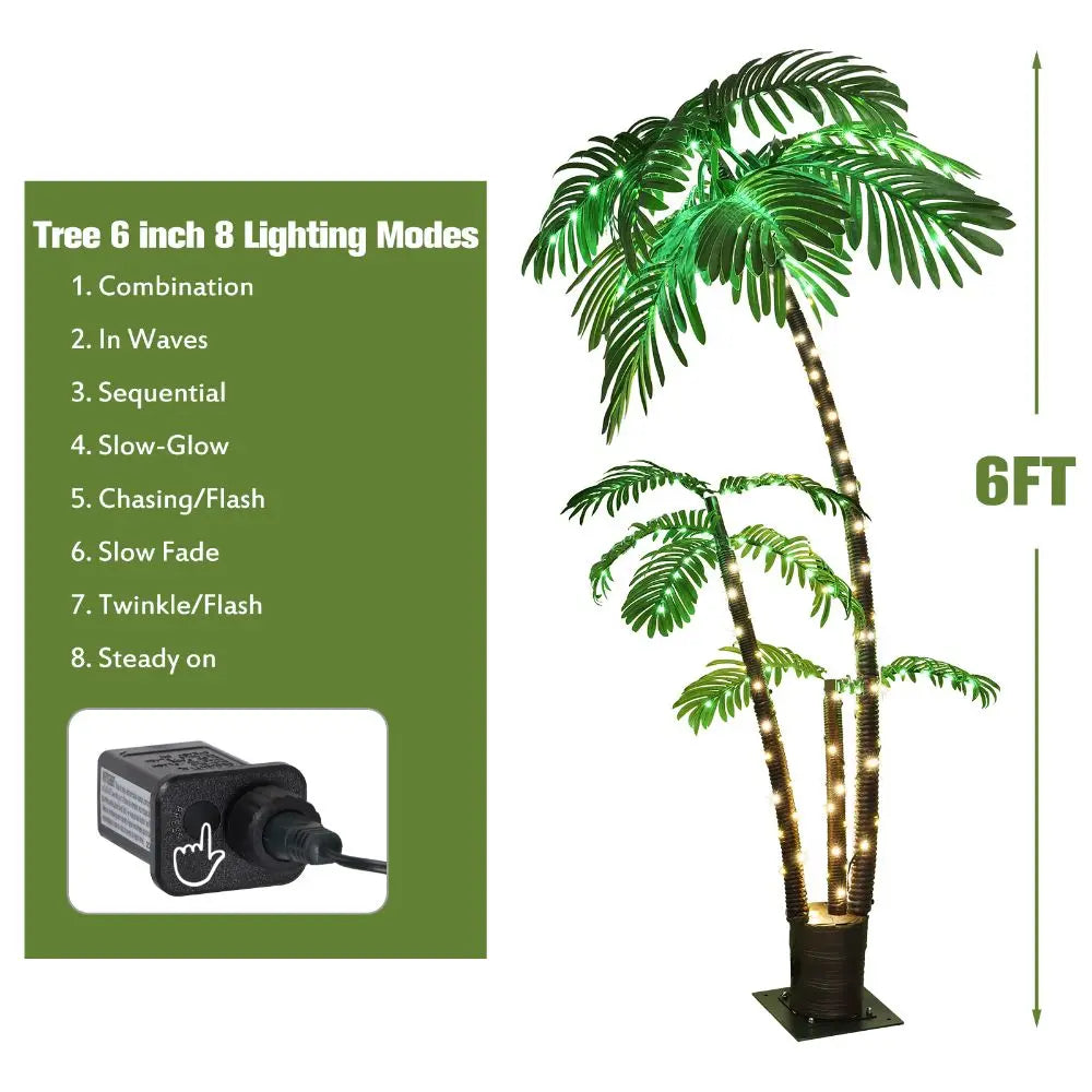 6ft Lighted Palm Tree LED Artificial Palm Tree. For Those of Us That are Not Costal and Need A Palm Tree in Our Lives! Great foe the Patio or Pool area . Solar Lit and No Need to Water!