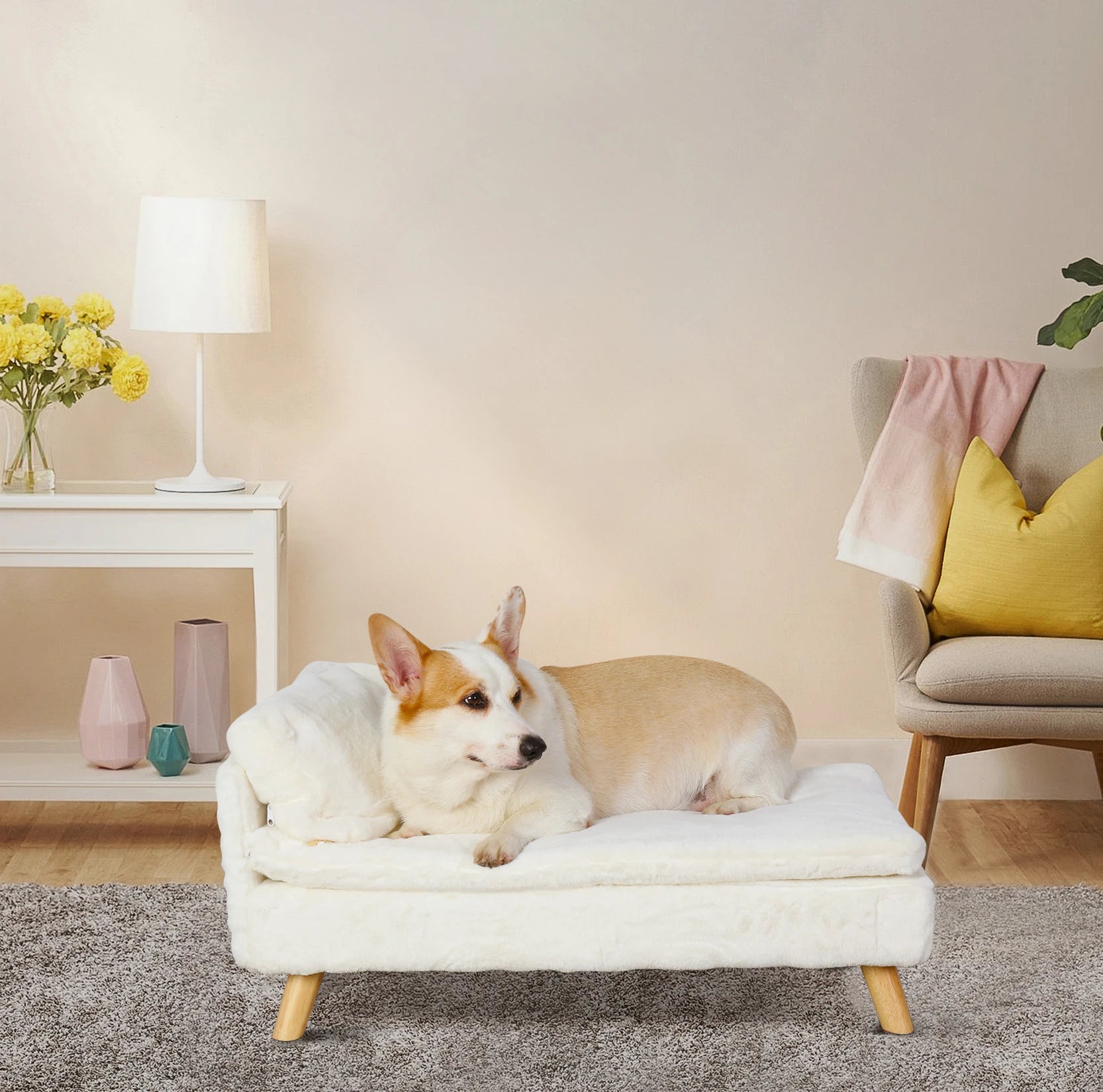 Elevated Pet Bed/ Sofa Bed with Sturdy Wood Legs for Small Dog /Cats. Perfect for Our Pampered Fur Babies! Available in 2 sizes.