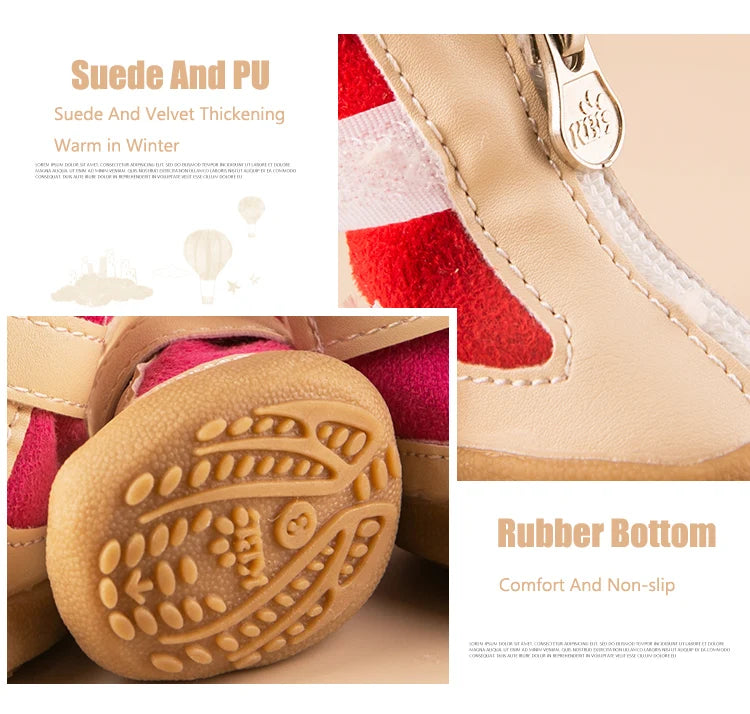 4pcs/set Fleece lined boots for Dogs.  Thick non-slip soles to protect their Paws.  They are just too cute!!