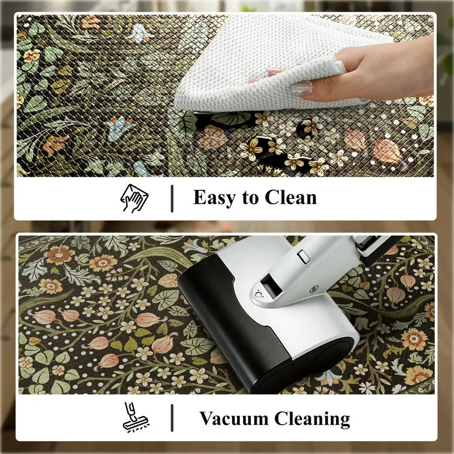 2PCS, Cushioned Anti Fatigue Mat Non Slip Waterproof Kitchens Sink Rug, Vintage Spring Floral Rugs ..These  will Save Your Frrt and Legs!