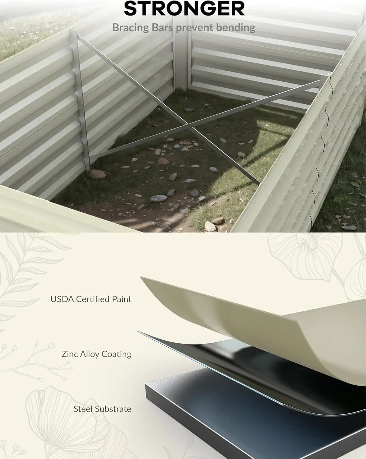 6x3x2 8x4x2ft Galvanized Raised Garden Bed Deep Root Planter Box for Vegetables Flowers Herbs-Large Metal Raised Garden Bed Kit. 2 colors and sizes.