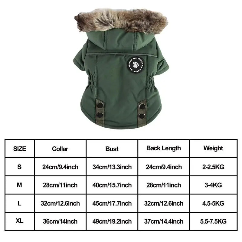 Doggie Down Jacket Fur Trimmed Hoodie Coat .  Your Fur Baby will be the Best Dressed Dog in Town!!!