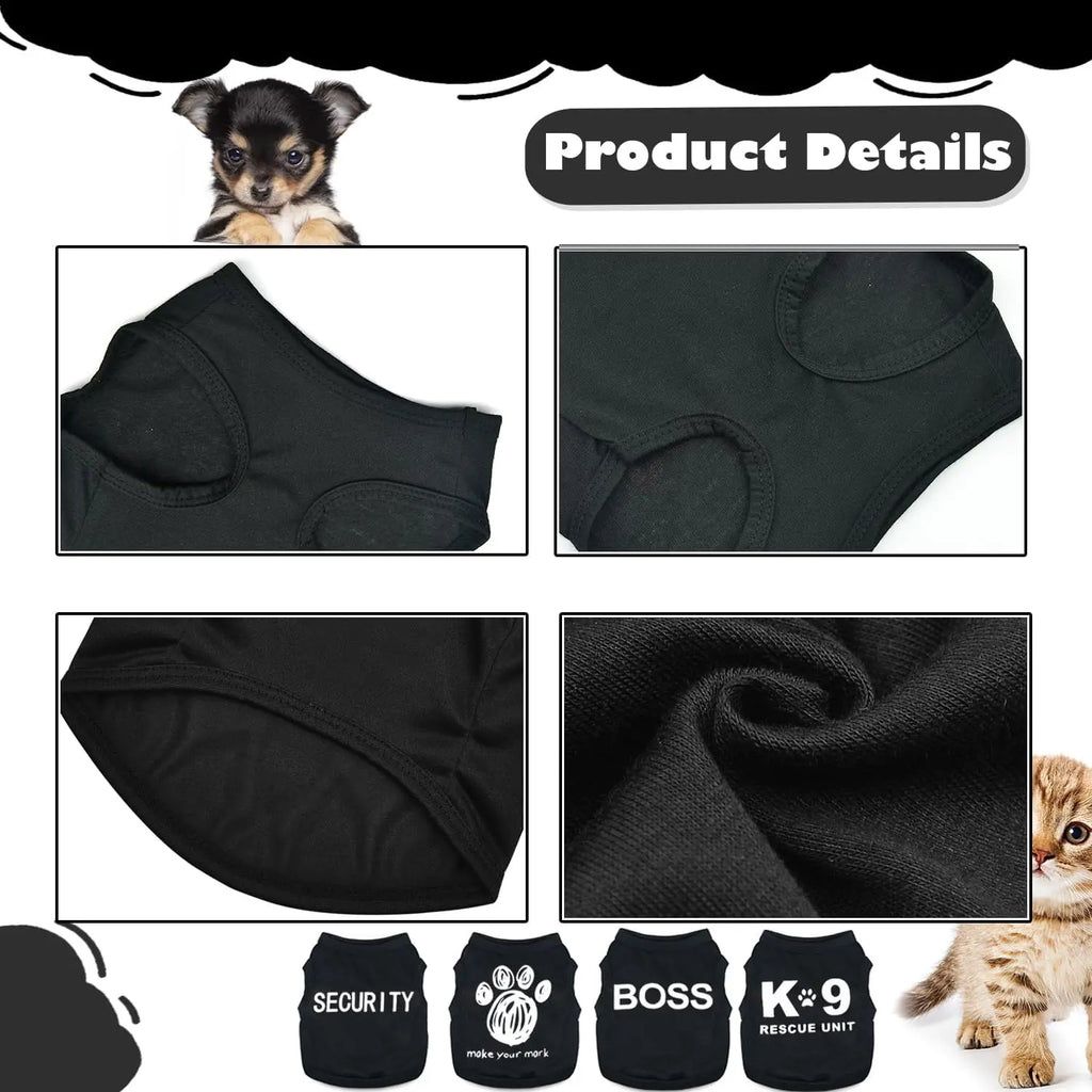 4-Piece Small Dog Clothes Set for Summer and Spring, Soft Pet Shirts in XXS Black. Cute Summer Shirts for the Tiniest Fur Babies.. Adorable!