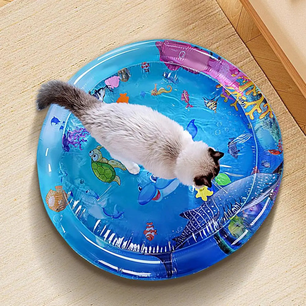 Water Sensory Play Mat Inflatable Water Mat For Cat And Dog Pet Playmat With Fish Sea Theme Sensory Toy.