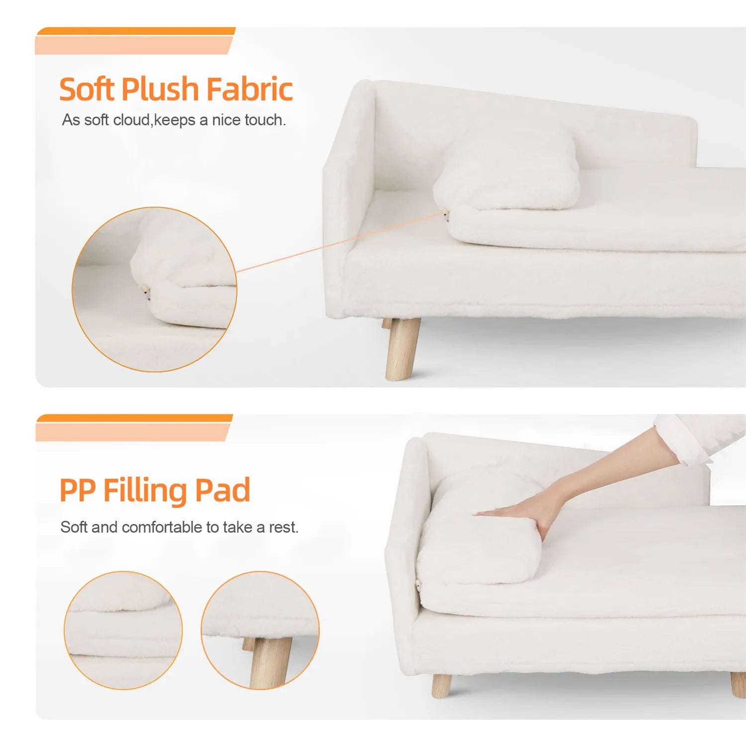 Elevated Pet Bed/ Sofa Bed with Sturdy Wood Legs for Small Dog /Cats. Perfect for Our Pampered Fur Babies! Available in 2 sizes.