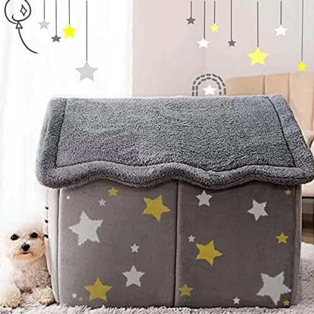 Cozy Indoor Dog House/Bed. Portable for travel. Accommodates Small and Medium Fur Babies. Love This!