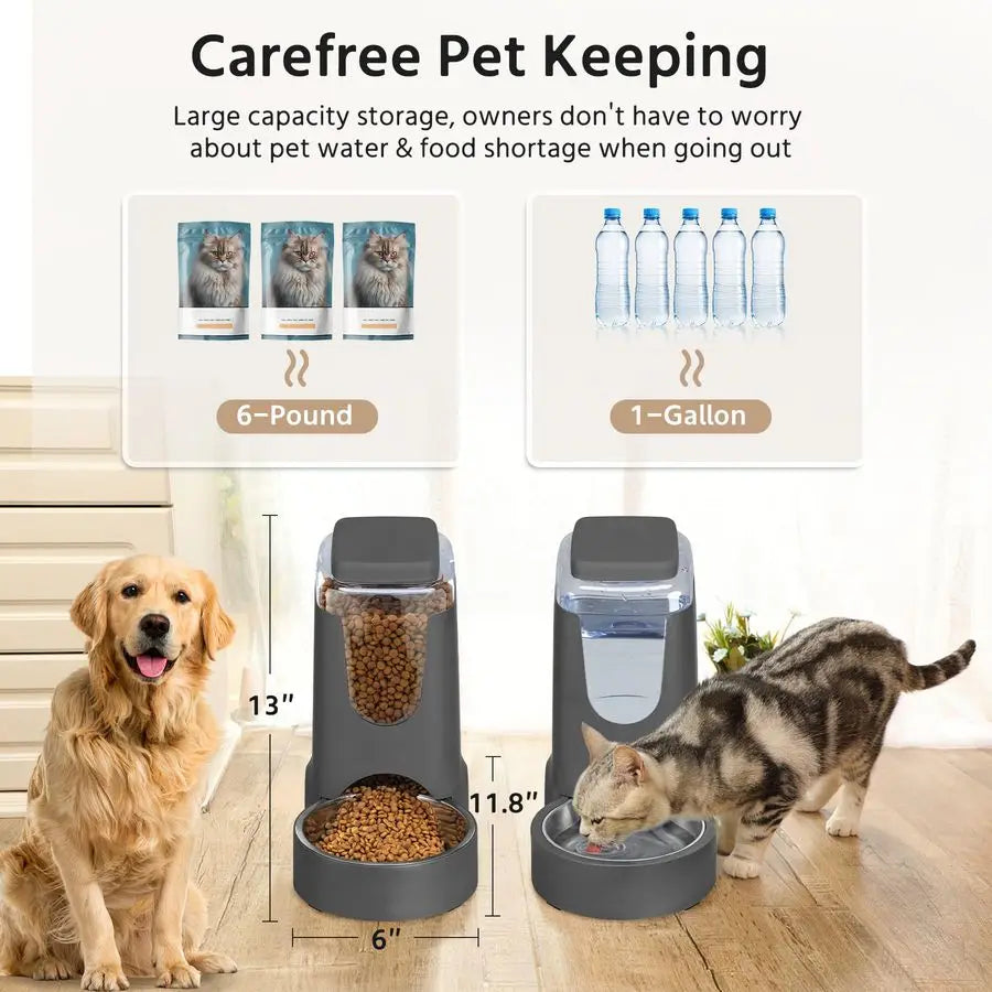 2 Pack Automatic Cat/Dog Feeder.  Stainless Steel Water and Food Dispenser.