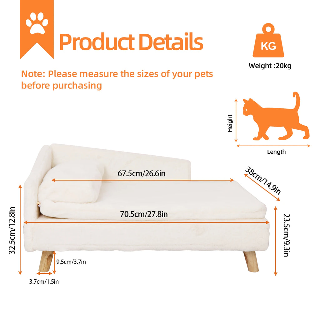 Elevated Pet Bed/ Sofa Bed with Sturdy Wood Legs for Small Dog /Cats. Perfect for Our Pampered Fur Babies! Available in 2 sizes.