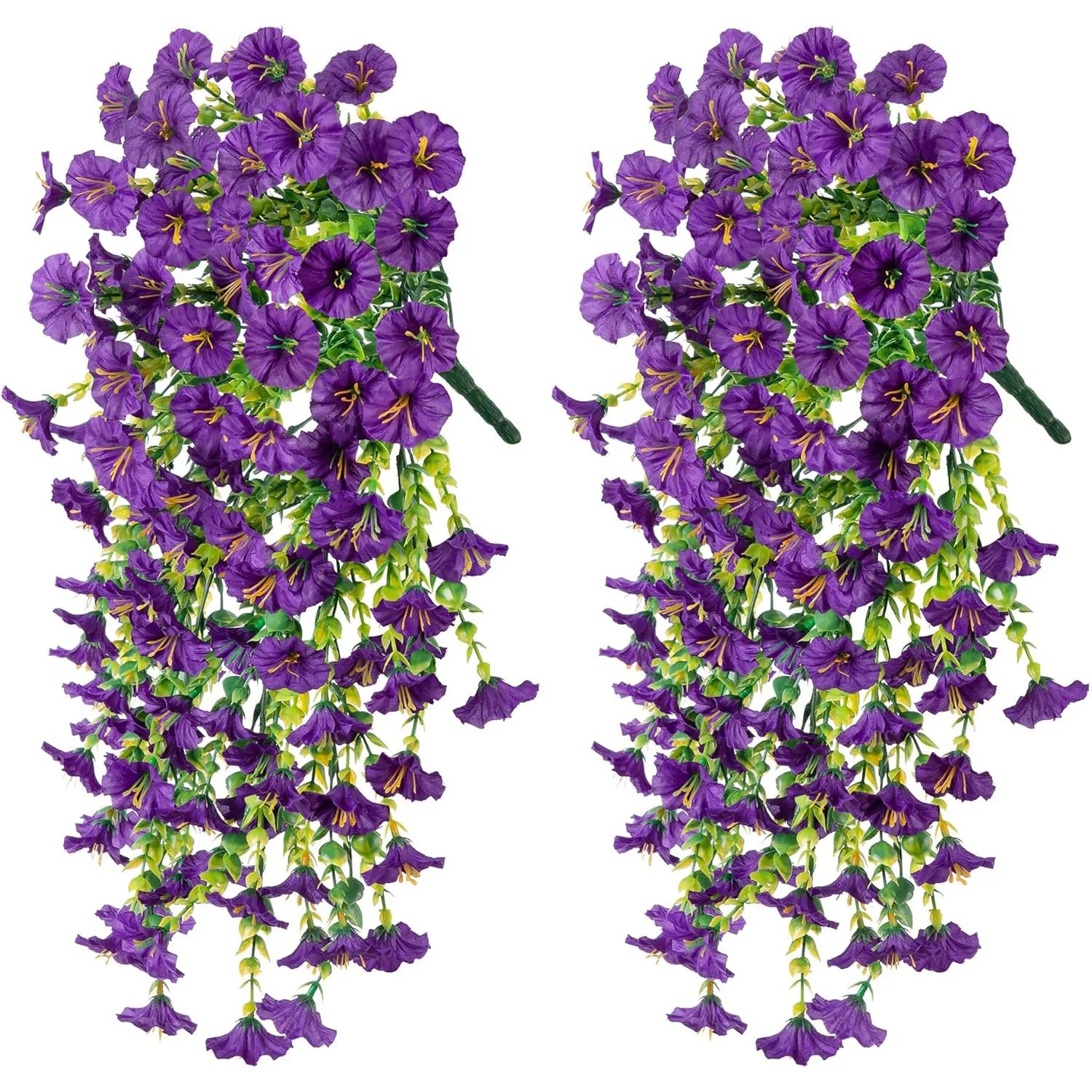 2pcs UV-Resistant Artificial Morning Glory & Eucalyptus Hanging Decor - Perfect for Home, Garden, Weddings | Versatile Outdoor use. Used these Last Season and No One Could Tell They were Not Real! Love These!