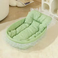 CUTENESS OVERLOAD!  Cute Lace-Trimmed Pet Bed.  Soft Polyester Plush Oval for Small Dogs/Cats, Easy Assembly Indoor Use