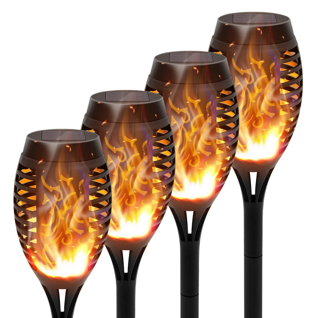 4/6/8/12Pcs Solar Flame Torch Light LED Flickering Outdoor Decoration Powered For Lawn Path Yard Patio Floor Night Lamp