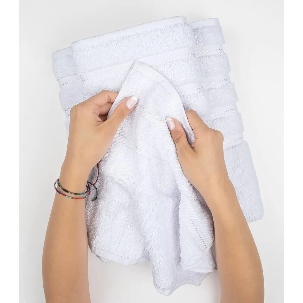 Soft and luxurious bathroom towels, 100% Turkish cotton, four-piece set, suitable for and bathroom, When You Just Want Plain White!