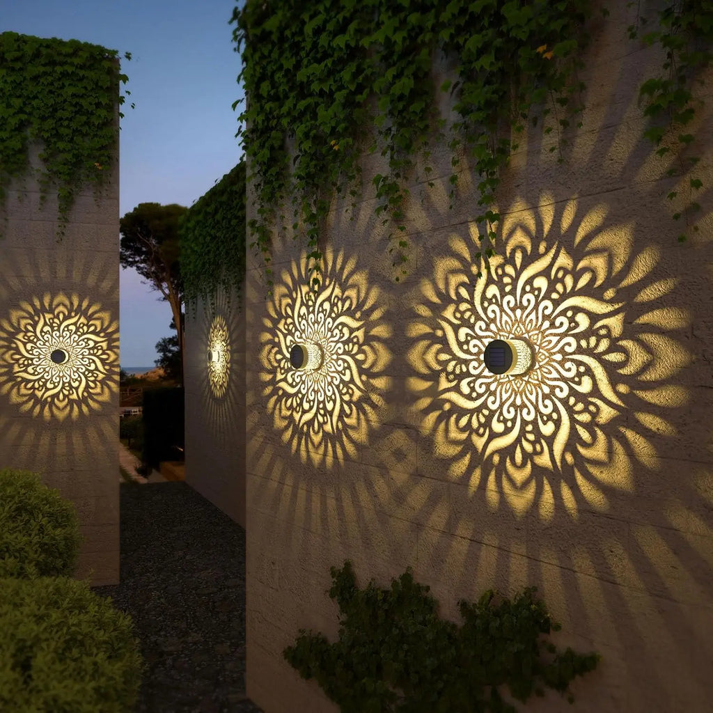 4 Pack Solar Fence Lights, Metal Mandala Theme Waterproof Outdoor Wall Lights for Garden, Patio, Deck Decor. These are Awesome!