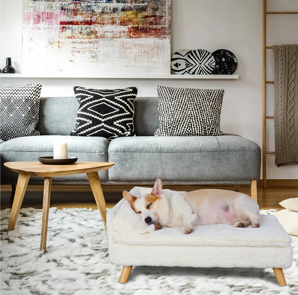 Elevated Pet Bed/ Sofa Bed with Sturdy Wood Legs for Small Dog /Cats. Perfect for Our Pampered Fur Babies! Available in 2 sizes.