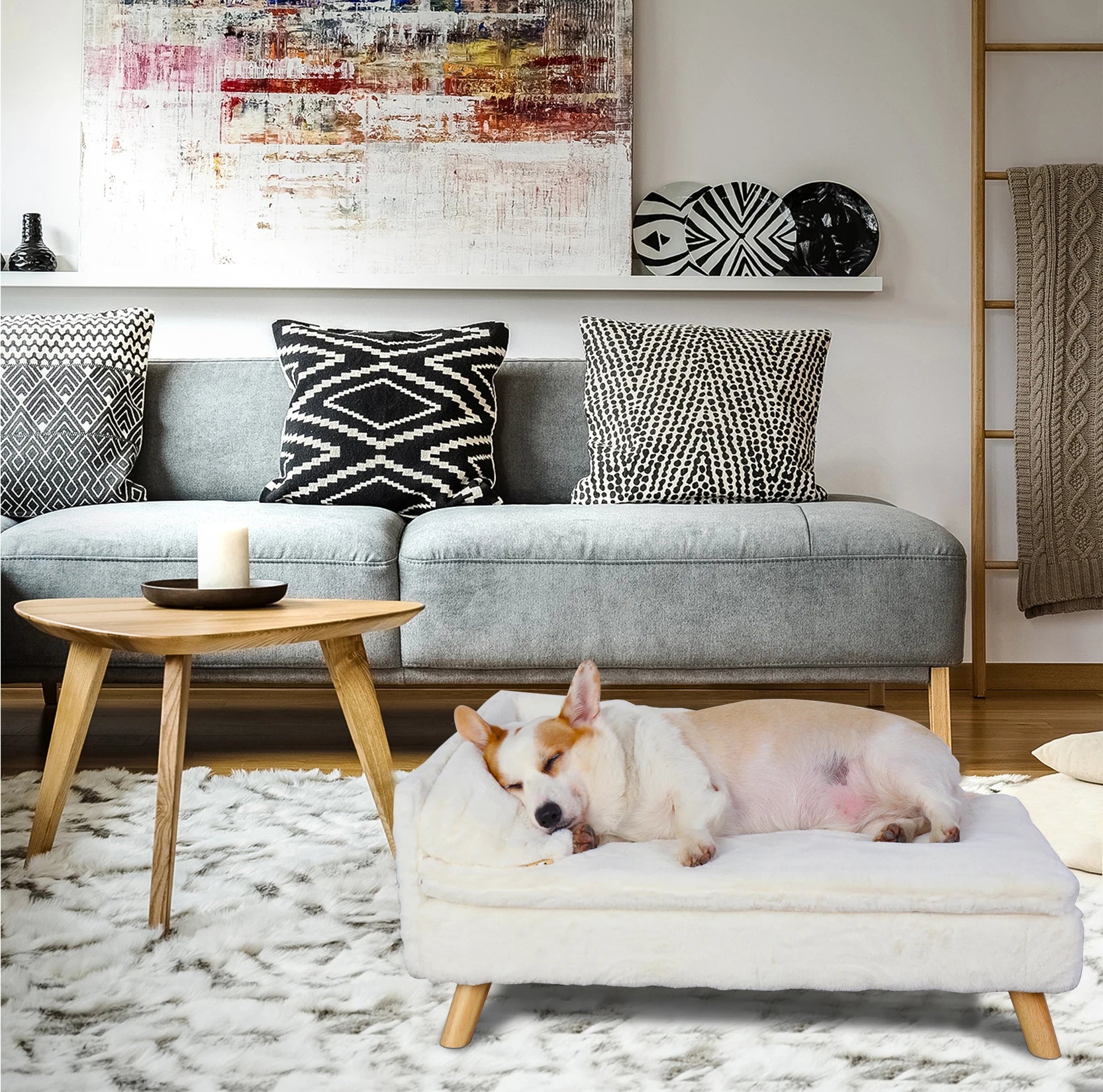 Elevated Pet Bed/ Sofa Bed with Sturdy Wood Legs for Small Dog /Cats. Perfect for Our Pampered Fur Babies! Available in 2 sizes.