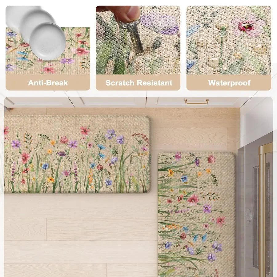 Anti Fatigue Kitchen Mat Sets of 2, Farmhouse Kitchen Floor Mats Non Slip Cushioned, Comfort Standing. Can be Used in Many Different Settings where you are on your feet for periods of time
