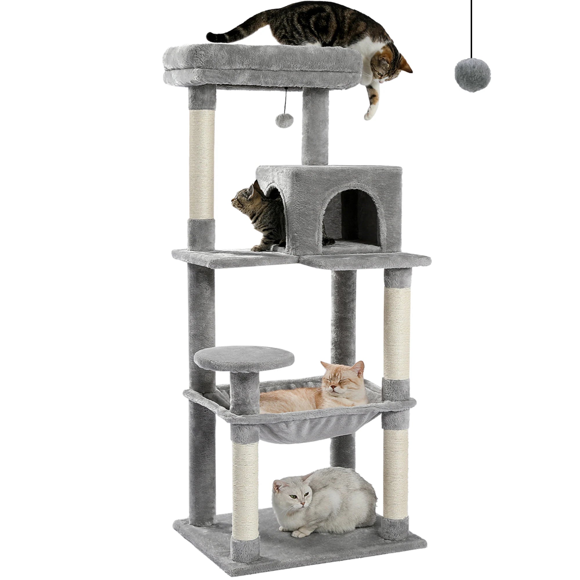 Cat Tree for Indoor Cats 5-Level Cat Tower for Large Cats with Large Hammock Sisal Covered Scratching Posts Cozy Condo Top Perch. Love This!!!