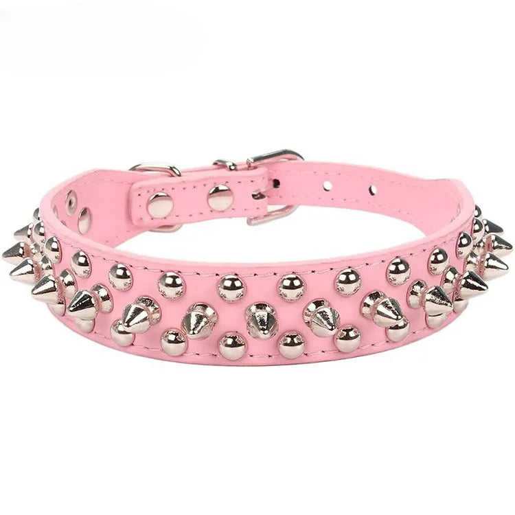 Adjustable Leather Pet Dog Collar.  Leather Punk Rivet Spiked Dog or Cat Collar . Multiple colors and sizes XS to XL. Your Fur Baby Will be Walking in Style with this Collar!