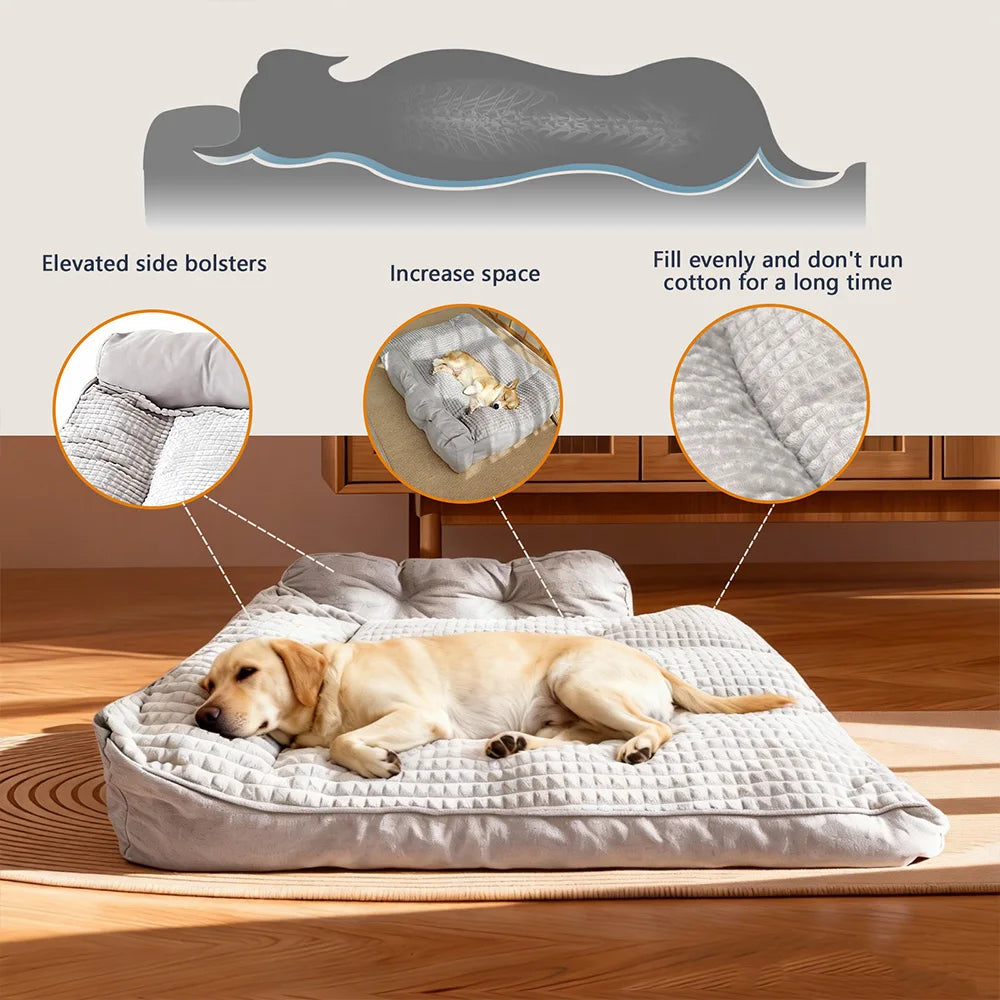 Suitable for All Seasons, Dog Sleeping Cushion, Large Pet Bed, Vacuum Compressed Delivery, Machine Washable, Perfect Pet Paradise for the Living Room and Easy Care, Non-Slip Bottom